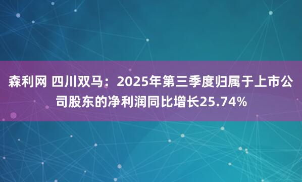 森利网 四川双马：2025年第三季度归属于上市公司股东的净利润同比增长25.74%