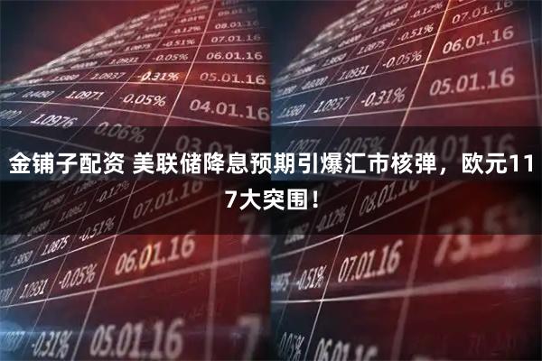 金铺子配资 美联储降息预期引爆汇市核弹，欧元117大突围！